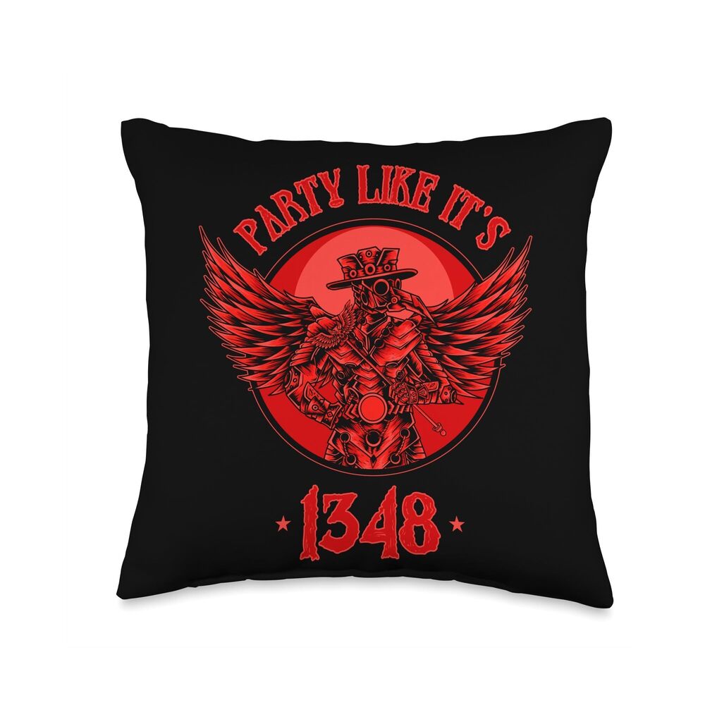 7702 Horror Outfit for Film Festival Halloween Plague Doctor Throw Pillow